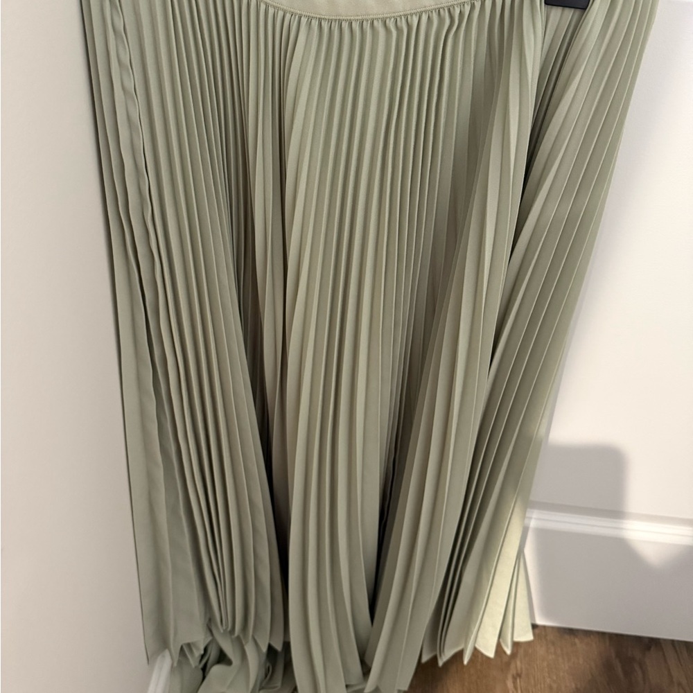 Polo by Ralph Lauren Pleated Maxi Skirt in Soft Green